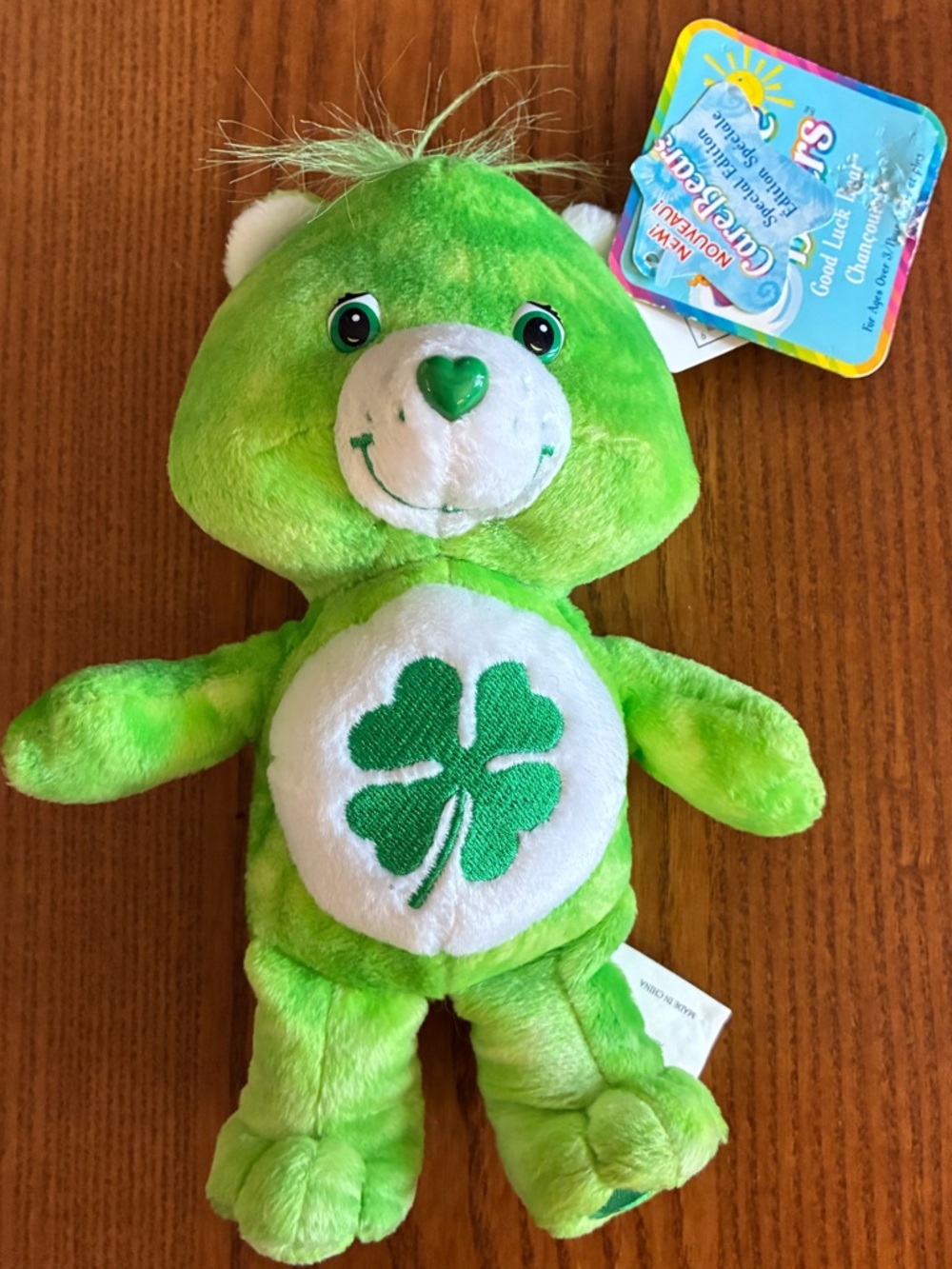 Care Bears Good Luck Bear Green Plush with Shamrock Belly Badge